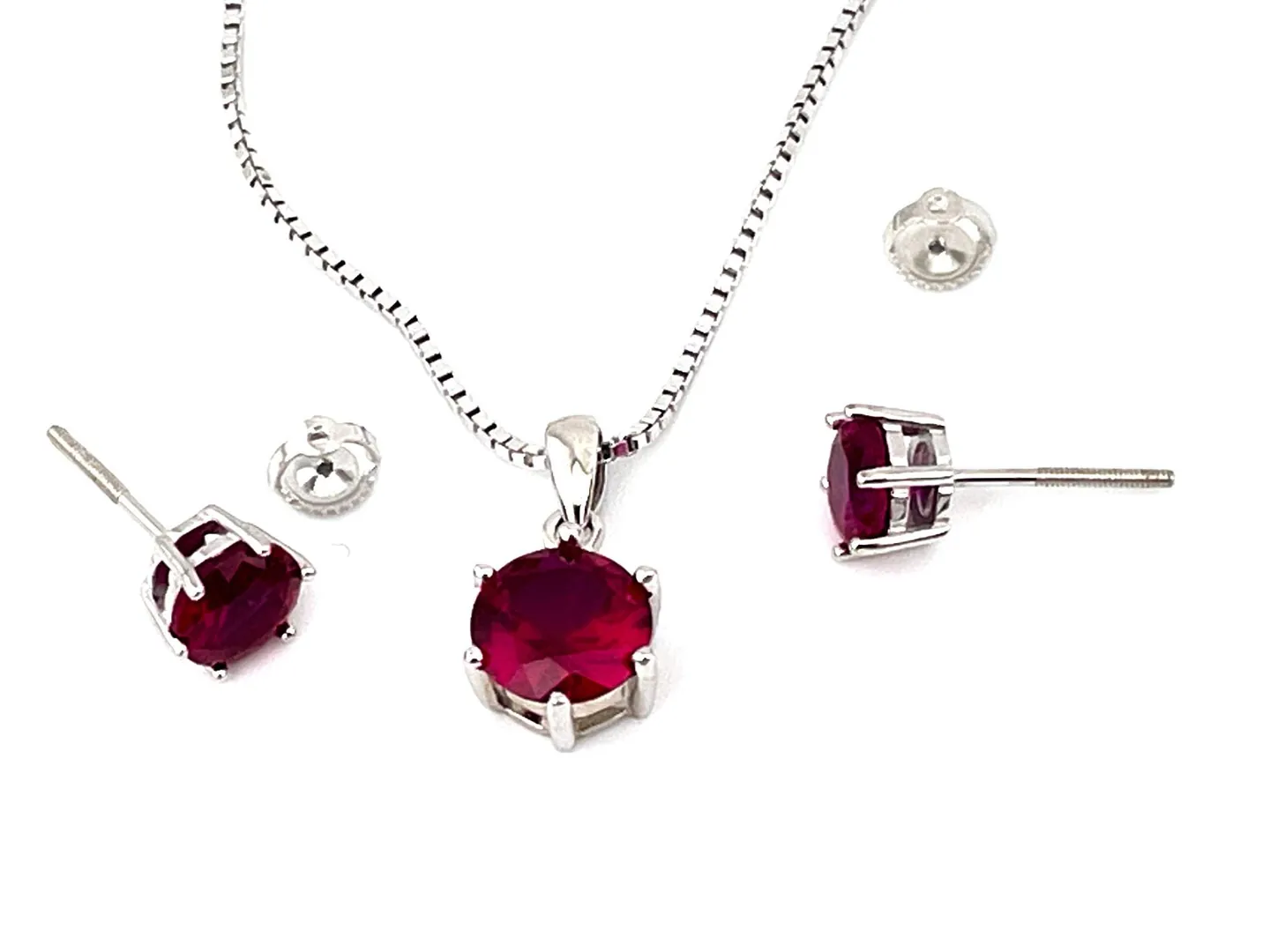4ctw CERTIFIED Natural Ruby Solitaire Necklace SET Genuine Ruby Pendant Ruby Pendant Earrings Ruby Jewelry Set 18k HANDMADE by Pierre Lorren