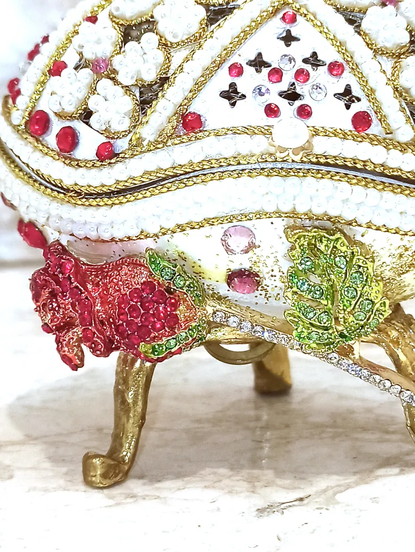 RUBY Luxury Gift for Her Faberge Egg & Sterling Silver Jewelry Set for Women Faberge Egg Style Decorative Boxes Home Decor Ornament House