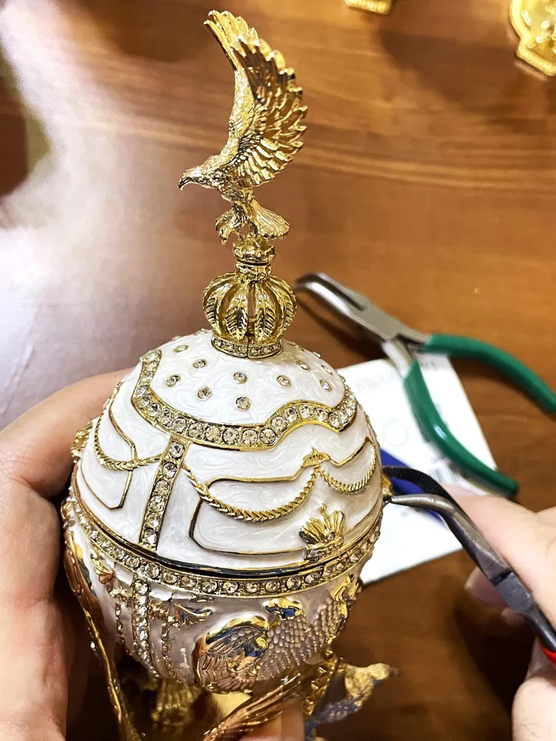 Limited Edition Musical Faberge Egg Velour Interior Swarovski Crystal Diamond Handset Faberge Style Egg New Beginnings Bridal Shower Wedding