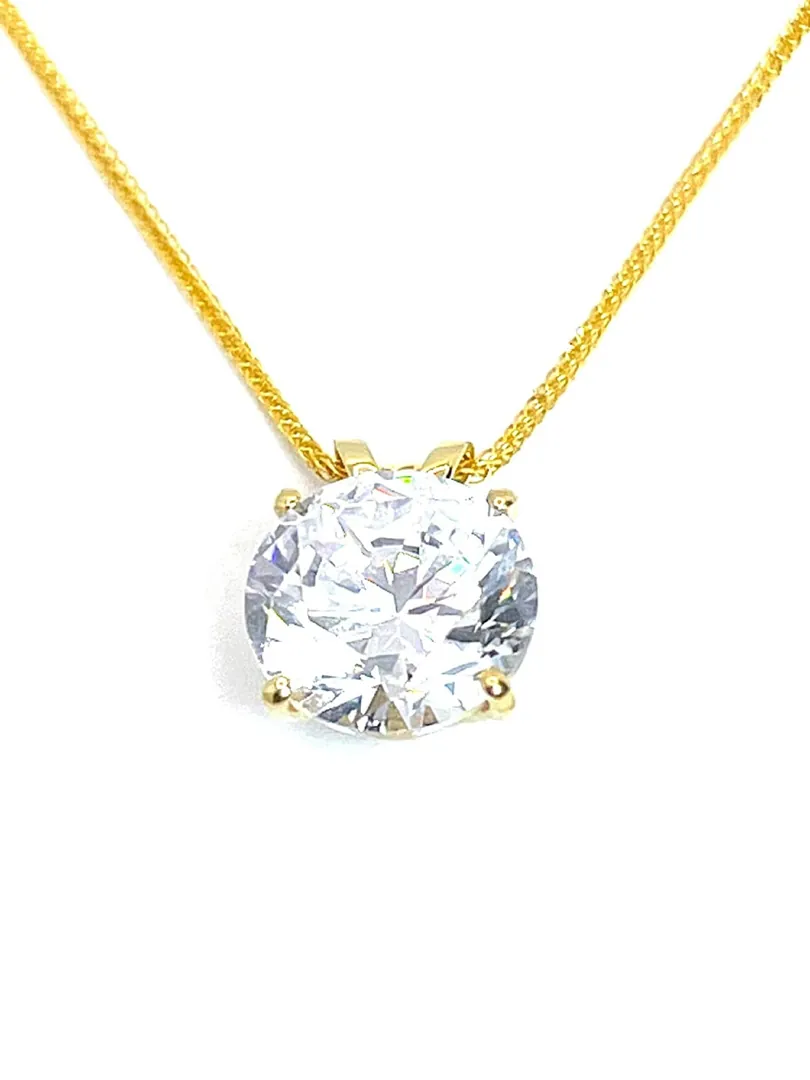 1.5ct Diamond Solitaire Necklace SOLID 18k GOLD BRILLIANT Cut Diamond Necklace 18