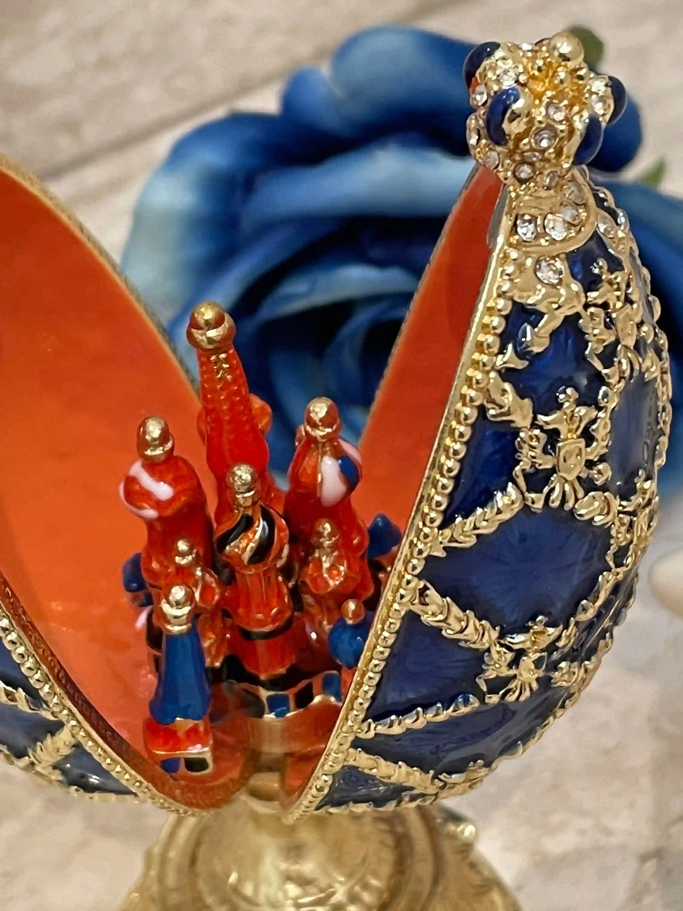 Pierre Lorren Faberge-Style Egg St Petersburg Faberge style egg Home Decor Pure Gold Decor Swarovski Crystal Diamond Handset Birthday Anniversary 