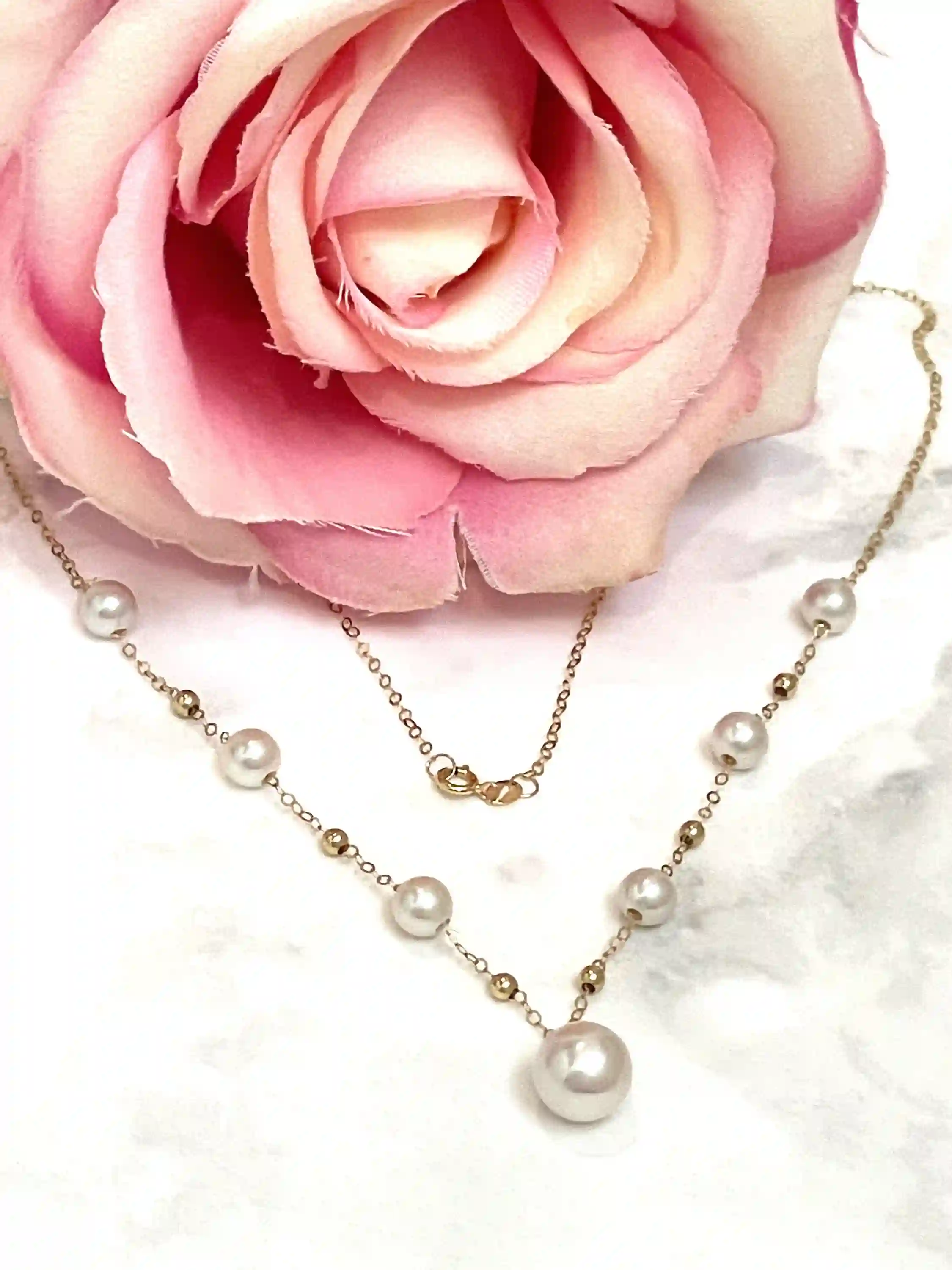 18kt Akoya Pearl Necklace White Pearl Pendant Japanese Jewelry 18k Gold Solid Fine Chain Gift Ideas for her Minimalist Pearl Jewelry gift 