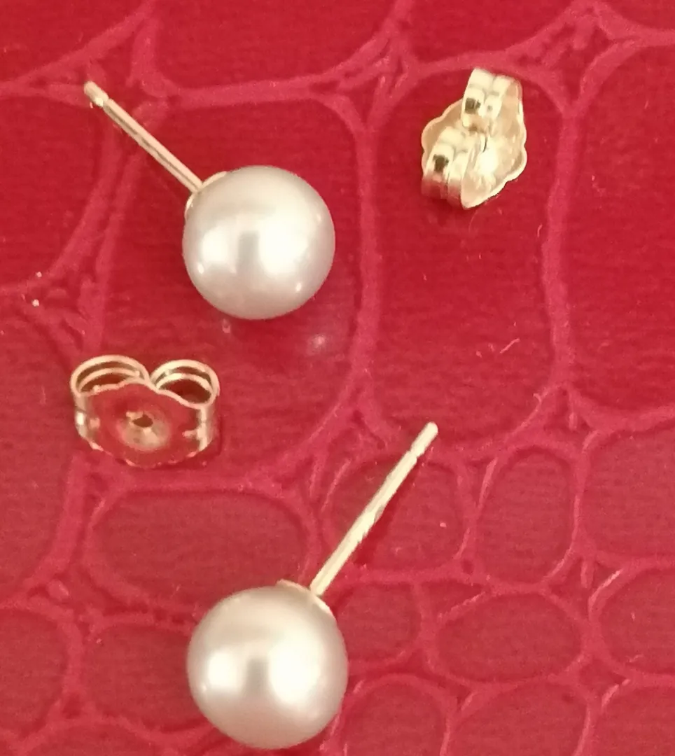 AKOYA Grey Natural Cultured Pearl stud earrings solid 18k Yellow GOLD South Sea Pearl AAA Anniversary Birthday gift for wife mother mom mum