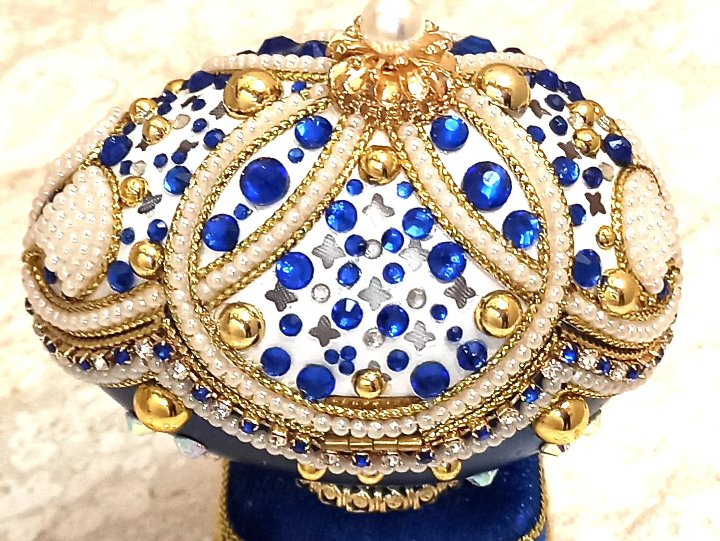 RARE-Limited Edition-Faberge Egg-Fabergé Easter Egg-Faberge Style Egg-Faberge Egg Trinket Box-Faberge Egg Music Box-24k GOLD-Sapphire Gift