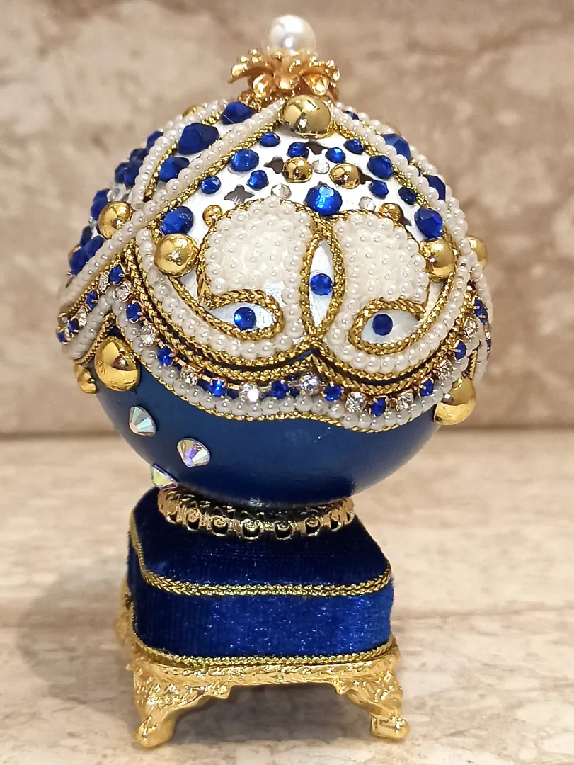 RARE-Limited Edition-Faberge Egg-Fabergé Easter Egg-Faberge Style Egg-Faberge Egg Trinket Box-Faberge Egg Music Box-24k GOLD-Sapphire Gift