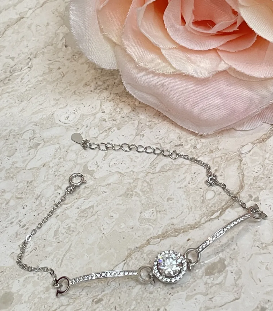Omega Diamond Bracelet Pave Diamond Jewelry Adjustable Bracelet 925 Sterling Silver Fine Jewelry Forever Love Gifts for Her Valentine's Day