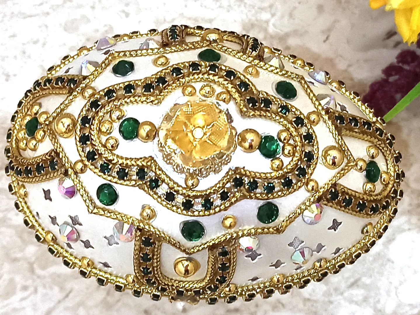 Faberge - One of a kind Gifts for Women - Faberge Egg Ornament - Faberge Pendant - 24k Gold - Home Decor - Unique Birthday Gift - Emerald Gift Box