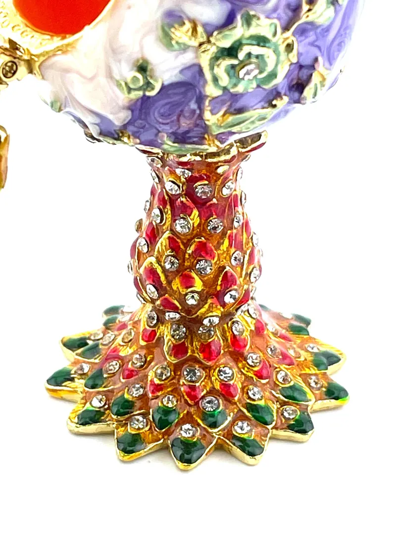 Designer Faberge Style Egg Wedding Gift for Couple NEW BEGINNINGS Trinket Peacock Swarovski GOLD Decor Handmade New Home Owner Pierre Lorren