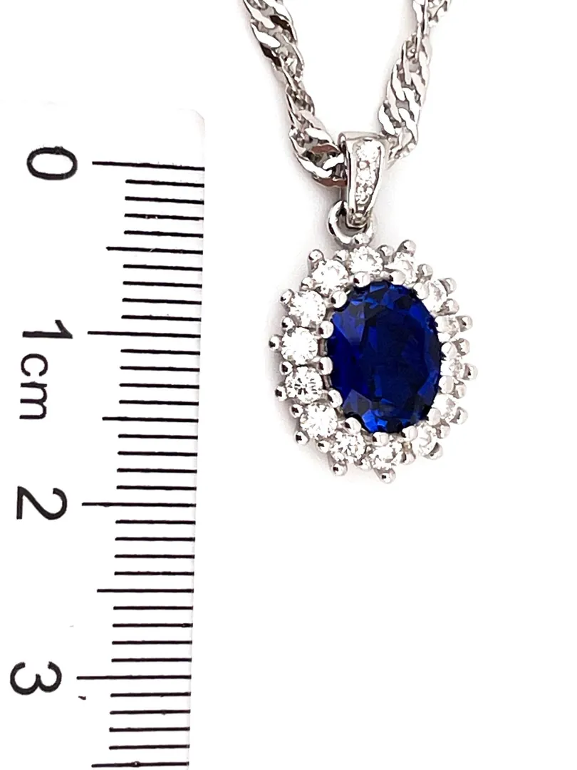 2ct Natural Sapphire Diamond Jewelry Lady Diana Sapphire Necklace 18k White Gold Silver Sapphire Birthstone Jewelry Birthday Gift for Sister