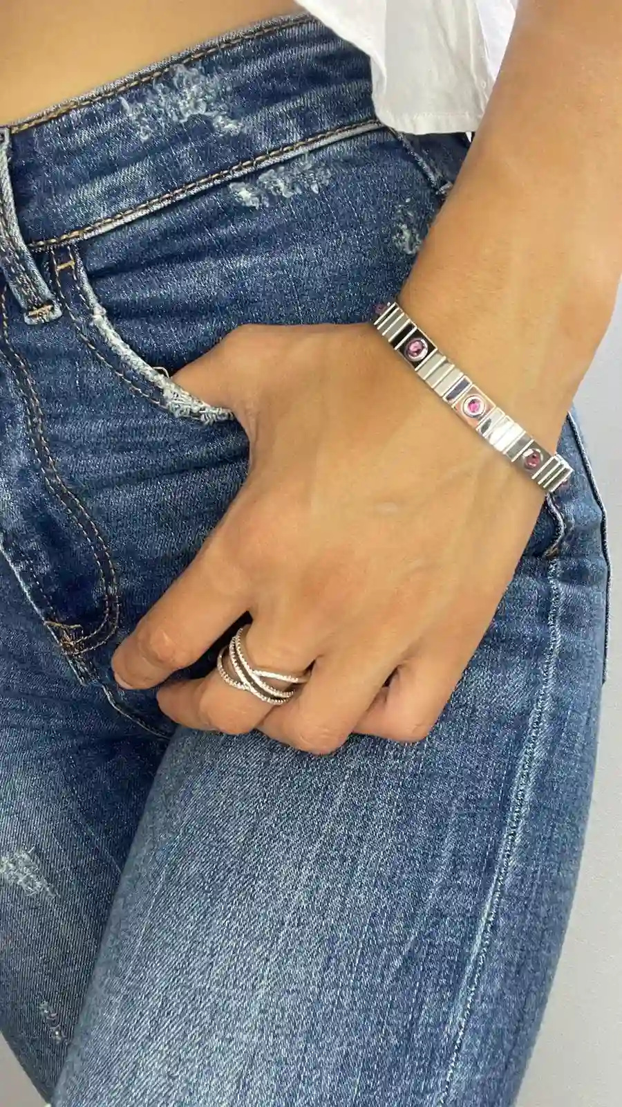Pink Topaz Silver Bracelet November Birthstone Bracelet gift for her Pink Topaz Gemstone Bracelet Handmade Bracelet Birthday gift for women 