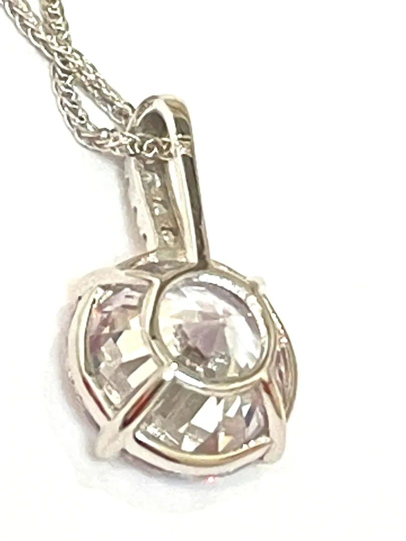 Pierre Lorren 1.5 Carat Diamond Necklace Solid 18k White Gold Solitaire Round Cut Pendant Diamond Pendant Necklace Floating Diamond Jewelry.