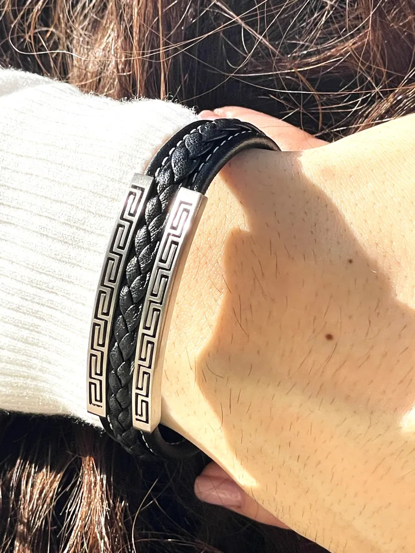 Pierre Lorren Meander Mens Bracelet Greek Jewelry Bracelet for Men SILVER GOLD Infinity Bracelet Greek Jewellery Ancient Greece Bangle Man