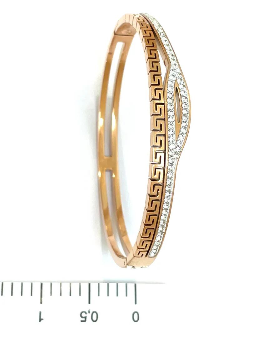 Designer Grecian Jewelry Pure Rose Gold Vermeil Fine Greek Key Bracelet Meander Bracelet Egyptian Jewelry Eye Protection Bracelet Swarovski.