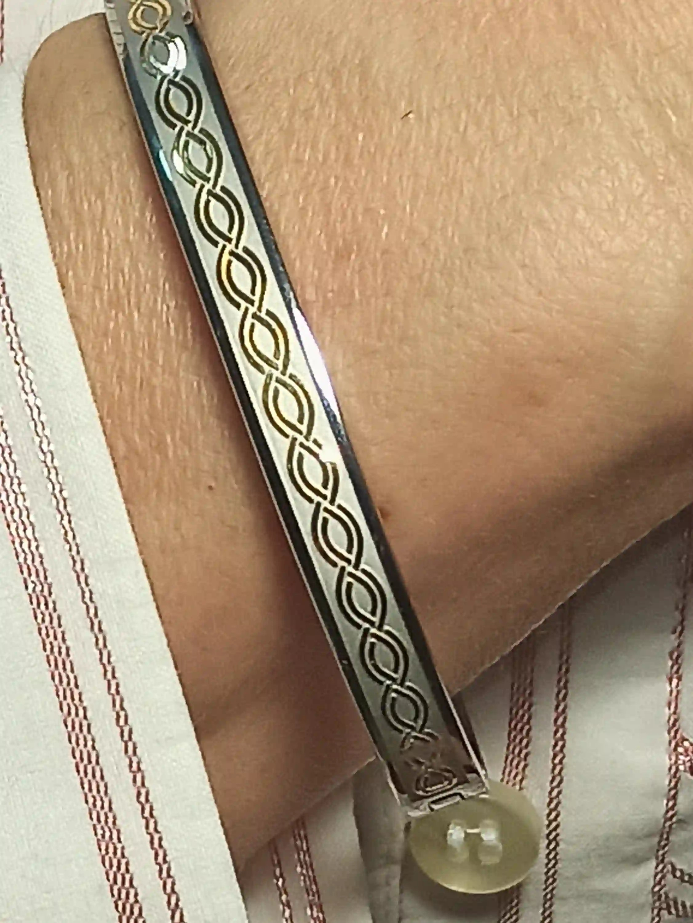 Ancient GREEK Jewelry SILVER ETERNITY Bangle Bracelet Spiral Meander 24KGOLD/Greek Jewelry Bracelet Graduation Birthday Daughter Sister Gift 