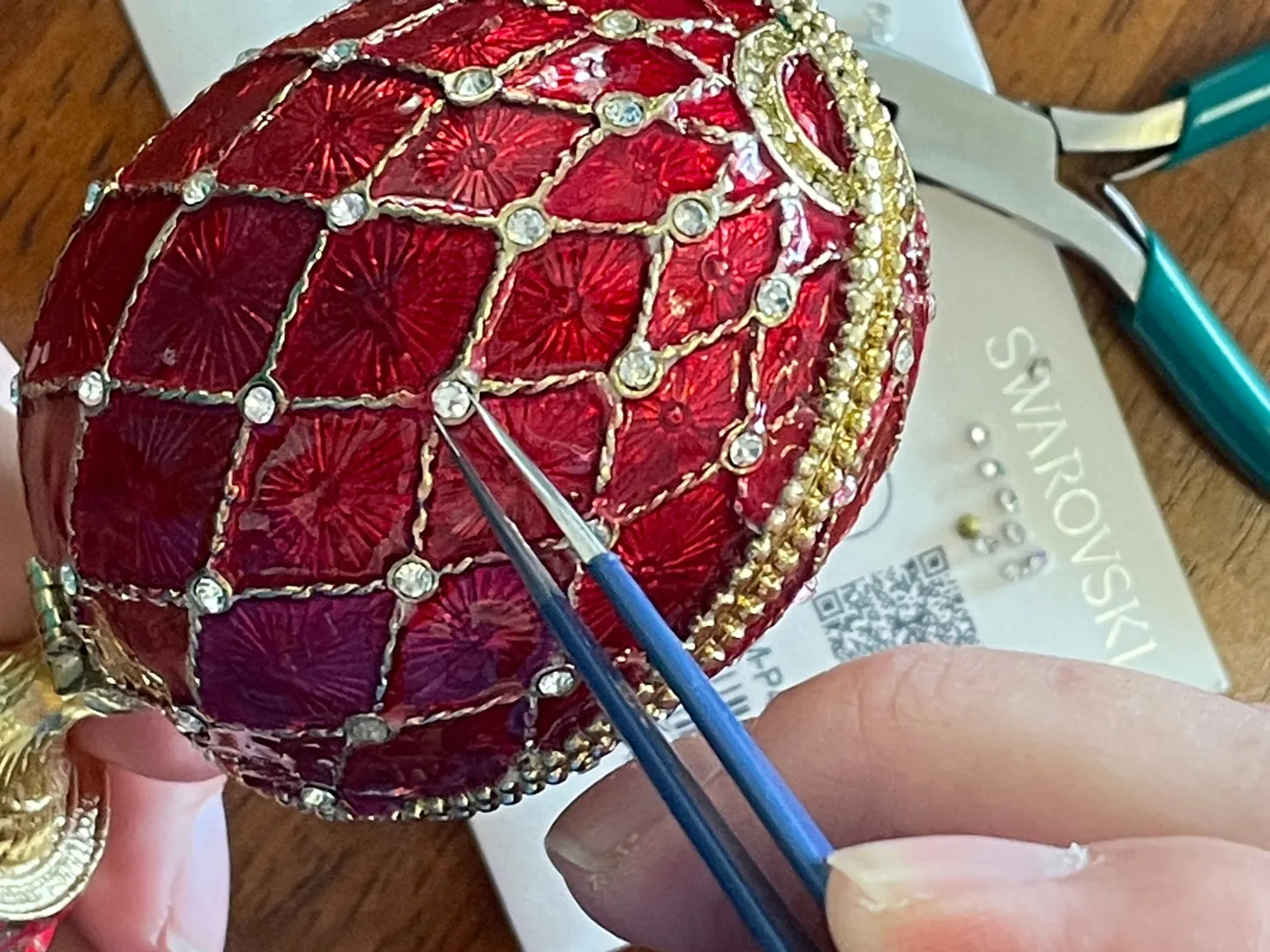 Unisex Designer Ruby Red Faberge Egg Faberge Style Egg 24k Gold Bracelet Handmade Fabergé Jewelry Box 333 Swarovski Christmas Gift for Her