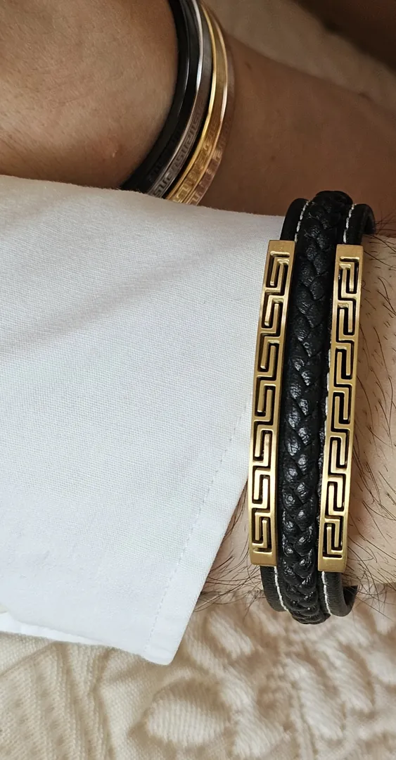 Greek Jewelry Meander Bracelet Greek Key Jewelry Silver Bracelet Gift for Him Greek Jewelry Greek Key Bangle Men's Eternity Bracelet GOLD