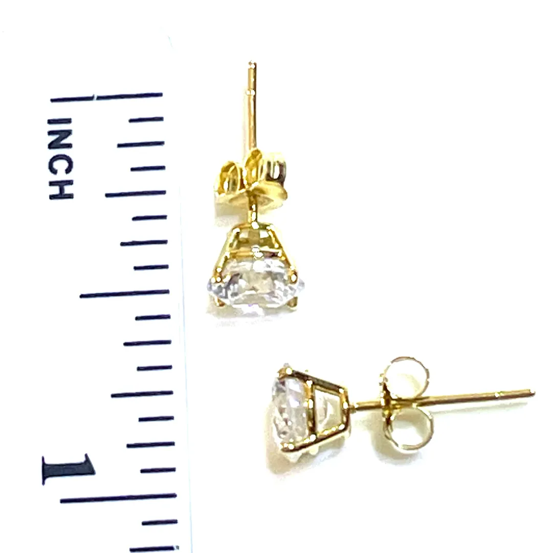 2 ct Solitaire Earrings Diamond Earrings Solitaire Diamond Stud Earrings Round Diamond Yellow Gold 18k Gold Stud Earrings Solitaire Studs