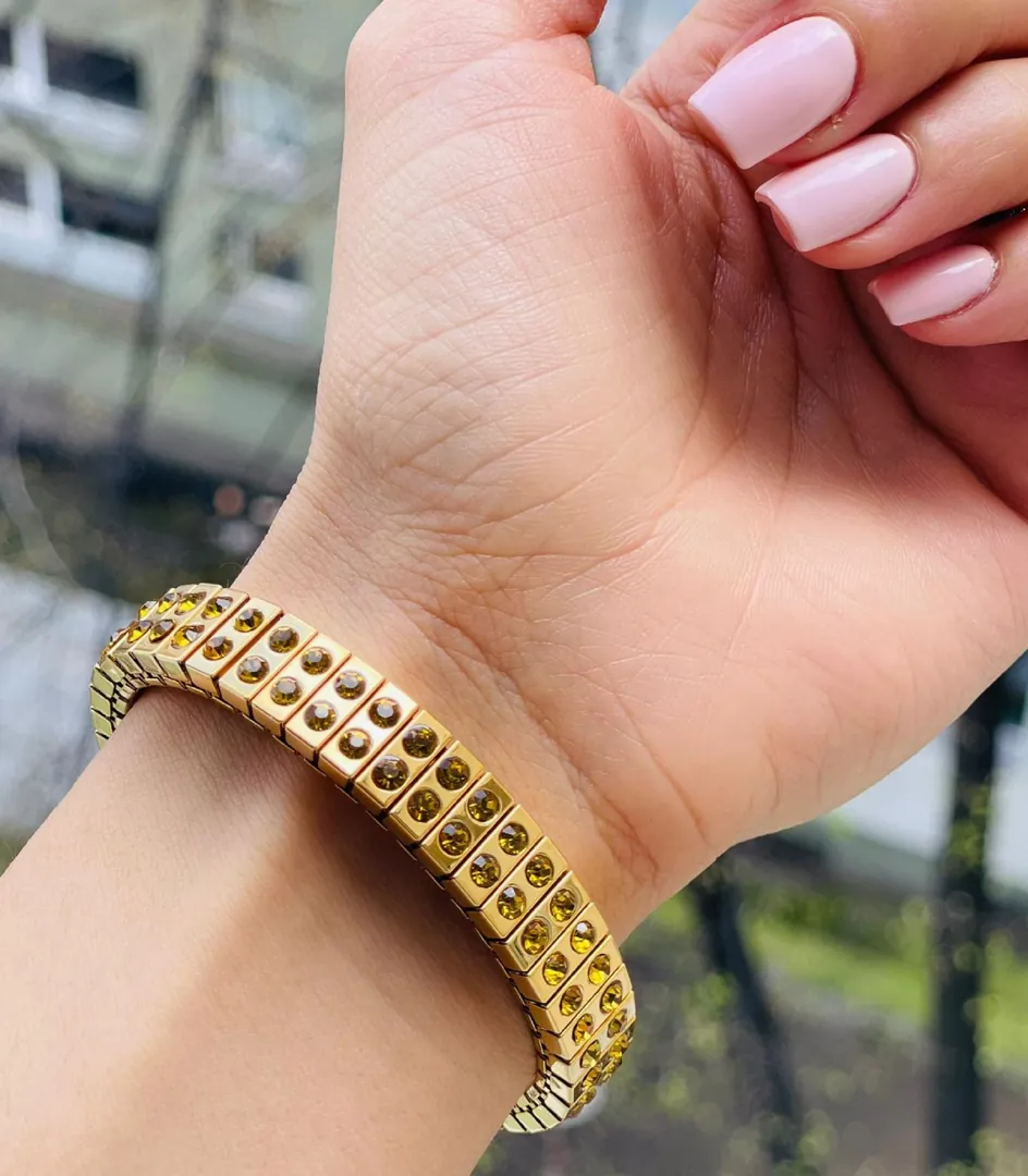2ct Citrine bracelet, 24k gold, gemstone bracelet, citrine, November birthstone bracelet for women, citrine jewelry, 96 handset gemstones.