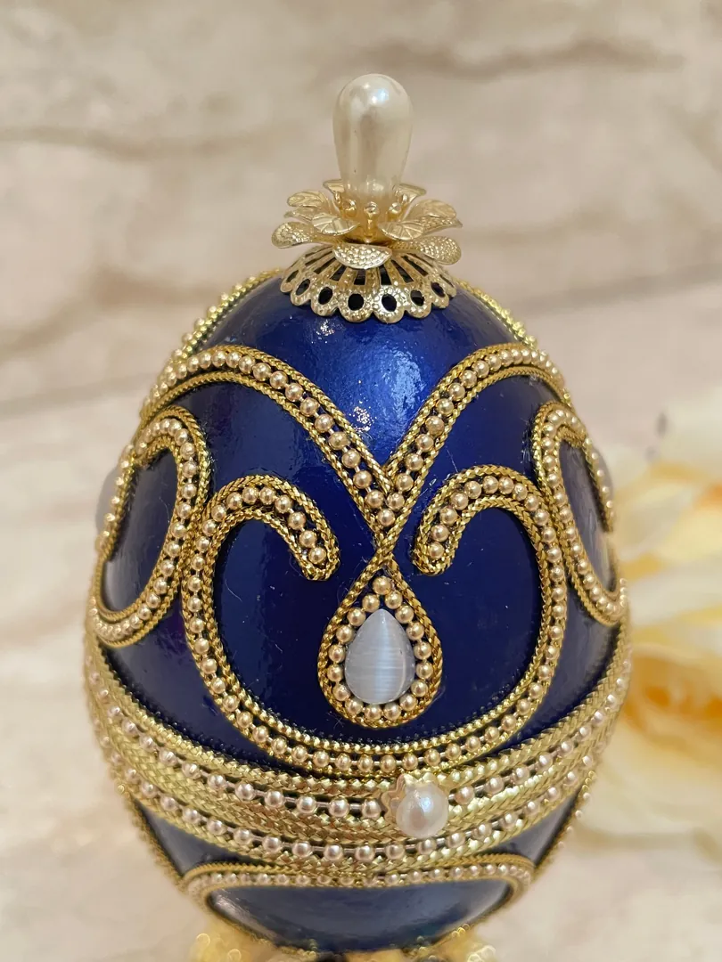 Blue Faberge Egg - Faberge Egg Music Box & Faberge Egg Pendant Handmade Egg Necklace Jewelry - Something Blue Gifts for Bride - Home Decor