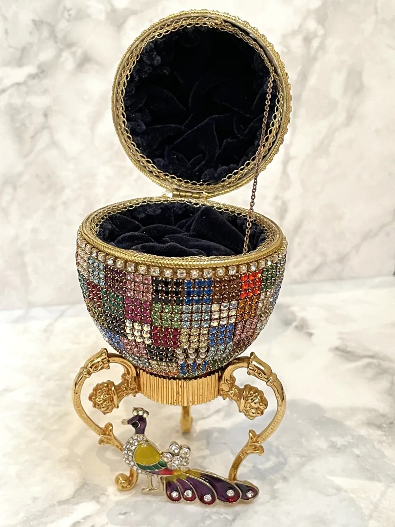 Pierre Lorren Peacock Faberge Egg style Fabergé egg Christmas Gift HANDCARVED NATURAL Faberge Egg Replica 30 Year Anniversary Gift for Her