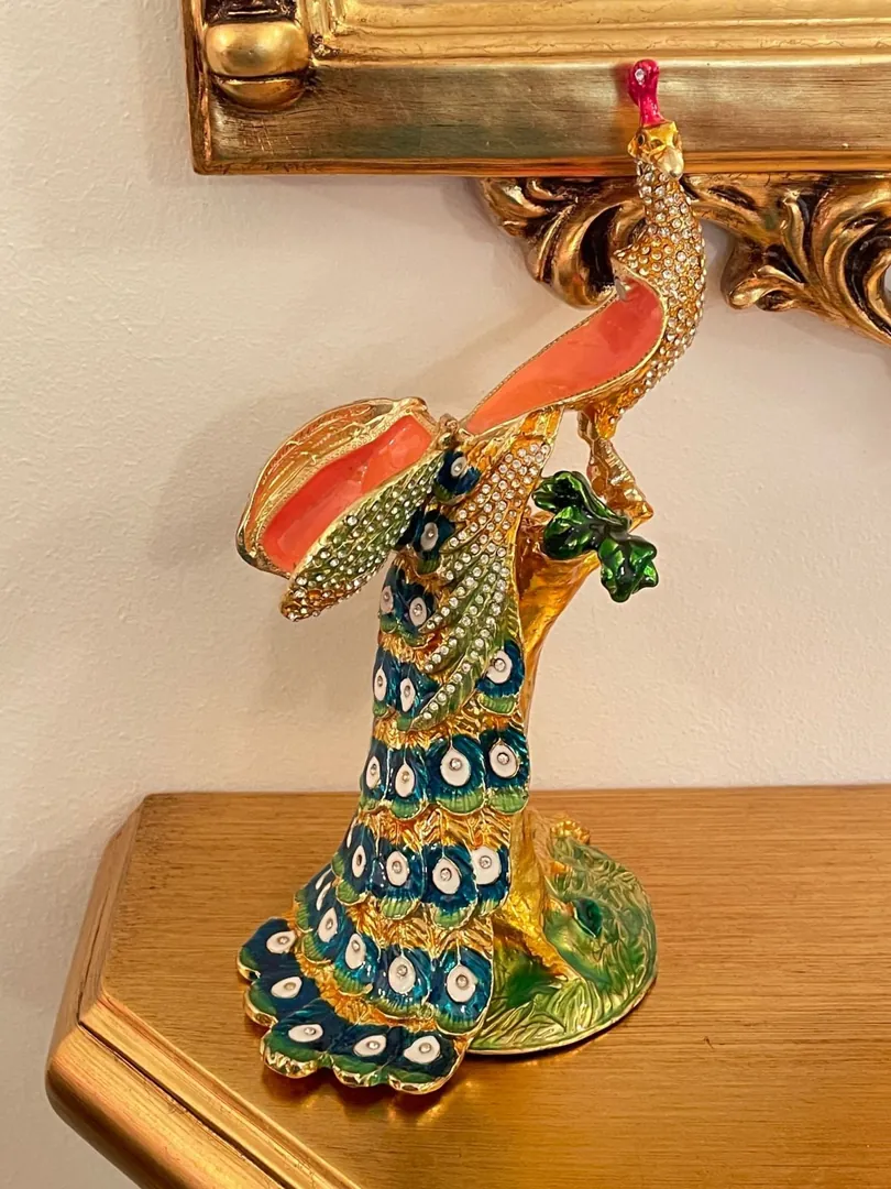 Handmade, Peacock Faberge Egg, Faberge Egg Necklace, Gold Bracelet, Faberge Egg Ornament & Jewelry Birthday 21st Anniversary Gift for her.