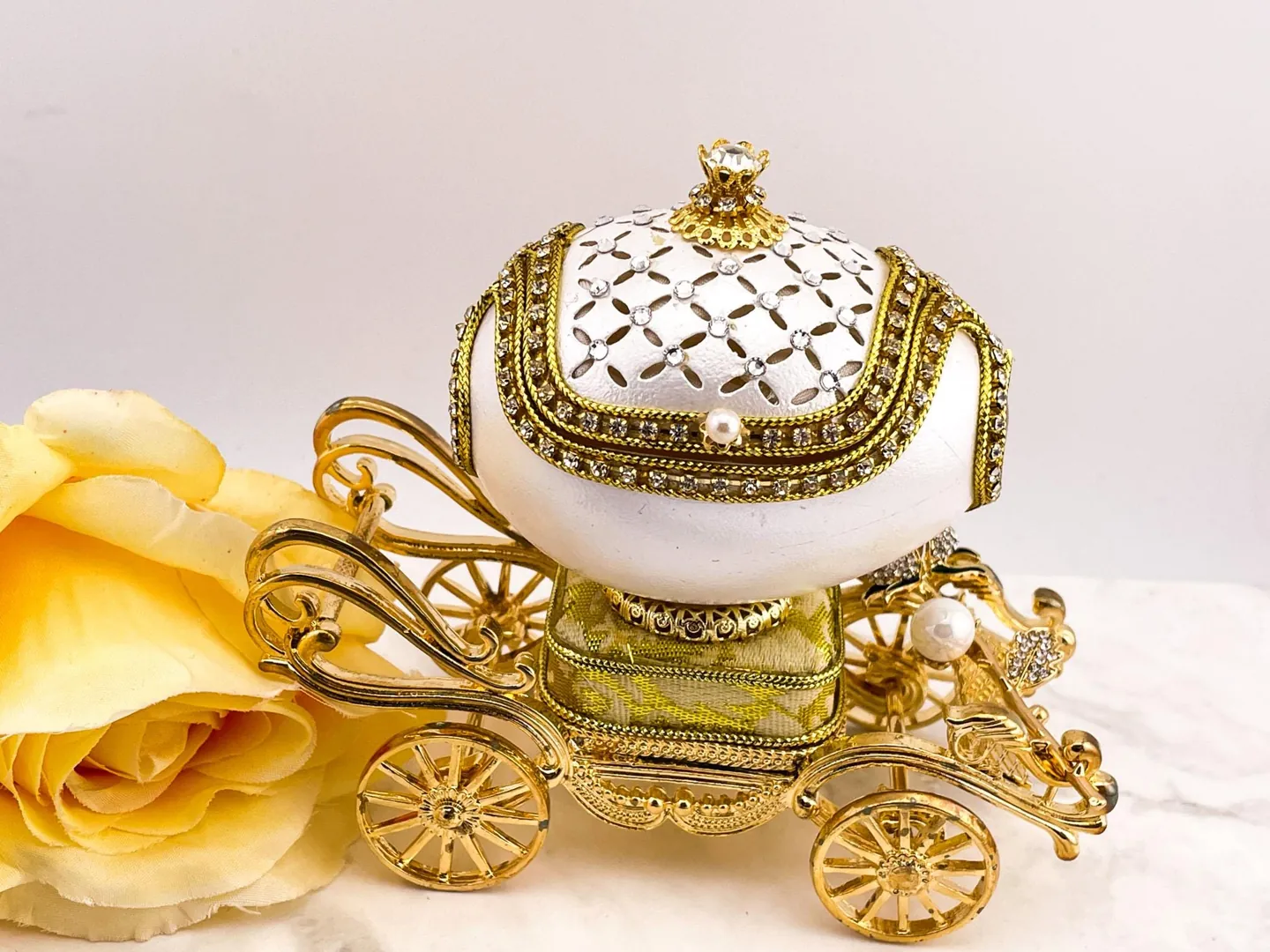 1985 Royal Fabergé Egg style Pure GOLD Collectors REAL Egg Fabergé Jewelry Box Fabergé Egg Music Austrian Crystal Diamond HANDMADE Custom Name