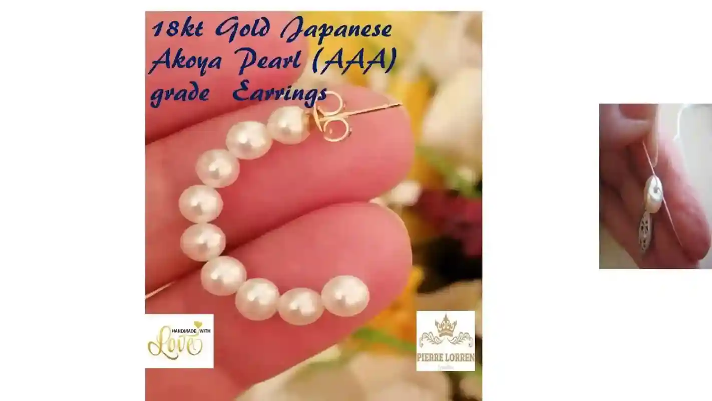 18k Gold AKOYA Cultured Pearl Earrings gift for women/Akoya Solid GOLD Genuine South Sea Pearl Hoop Earrings/Japanese Akoya bridal earrings
