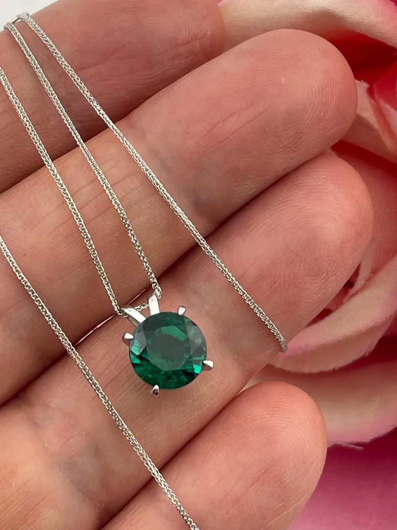 SOLID 18k Gold Necklace NATURAL Emerald Pendant Emerald Solitaire Fine Jewelry May Birthday CERTIFIED Pendant 2 ct Emerald 55th Anniversary
