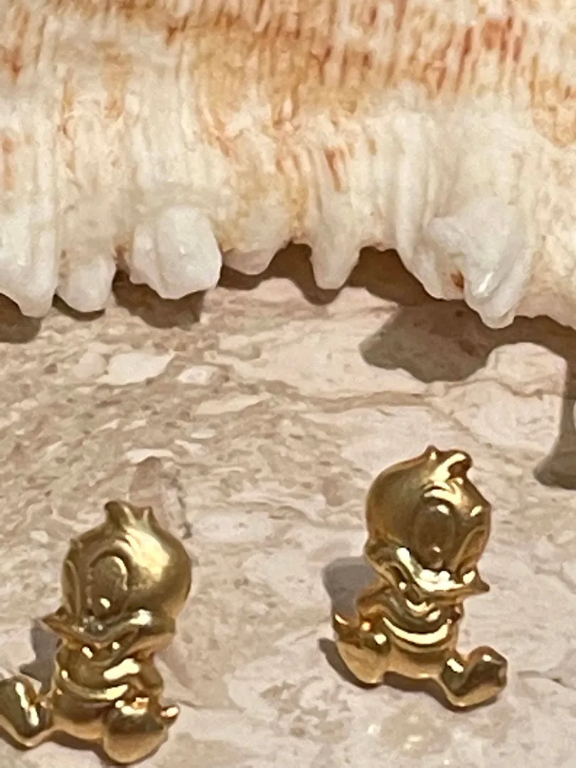 Vintage 2000 Original Donald Duck Earrings - Disney Jewelry - Donald Duck Stud Earrings - Unique Duck Earrings - 18k Solid Gold - Teen Gift