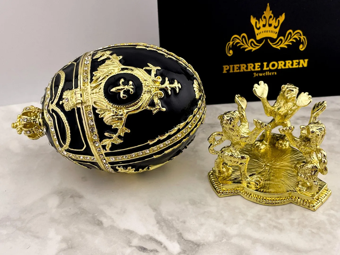 Mourning Sympathy Fabergé Egg Condolence Gift Pure Gold Decor Fabergé Jewelry Box 200 Swarovski Handmade Widow Loss of Husband Remembrance