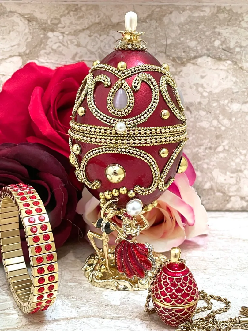 Luxury Jewelry Box, Faberge Egg, Set Christmas Gift for Parents, Home Decor, Faberge Music Box, Couples Gift, Handcarved, 24k Gold, Diamond