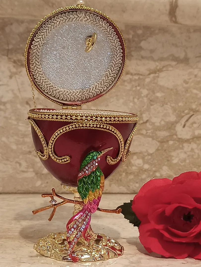 Fabergé Egg Bird of Happiness Trinket, Mother's Day Gift, Fabergé Egg Music Box, Mother's Day Trinket Box, Jewelry Box for Mother, Mom Bird Gift