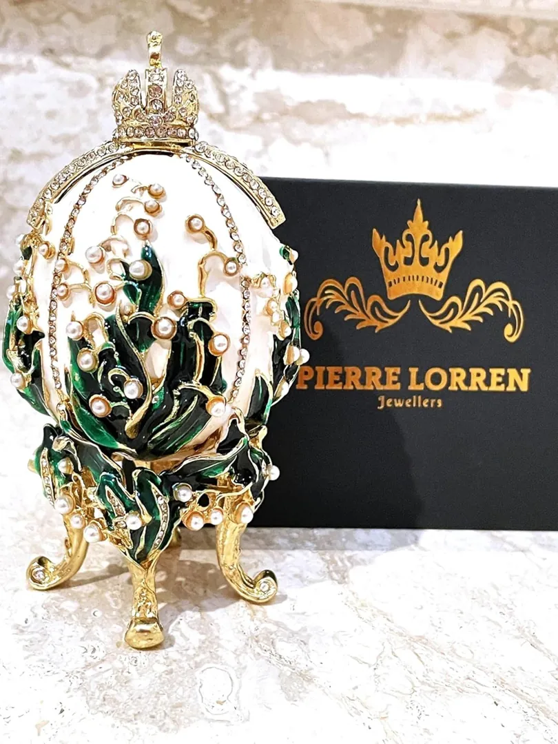Faberge Egg style GOLD Swarovski Eggs Birthday Christmas gift for Him Good LUCK Handmade Men's Fabergé Imperial Egg by Pierre Lorren.