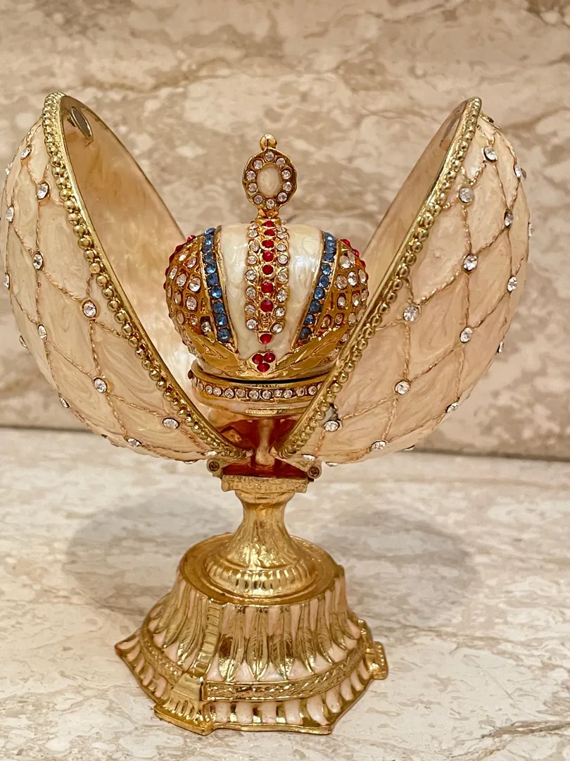 Fabergé Egg HANDMADE 333 Austrian Crystals Jeweled Crown Trinket for Men Fabergé Egg Gift for Him Trinket Grad Gift Husband Anniversary Men