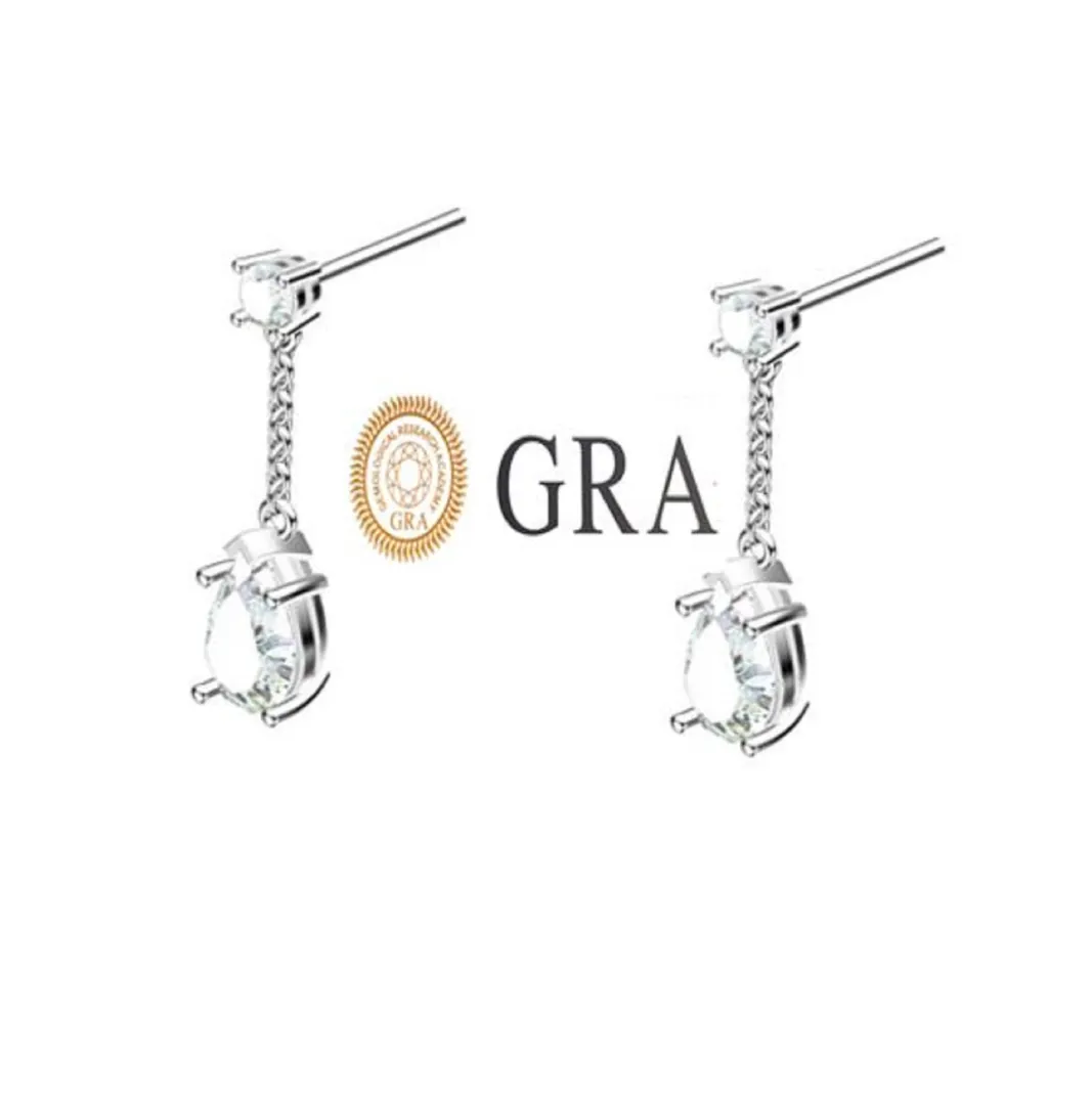2 ctw Diamond Earrings Solid 18k White Gold Tear Drop Earrings Pear Shaped Diamond Dangle Earrings Wedding Earrings Diamond Bridal Jewelry
