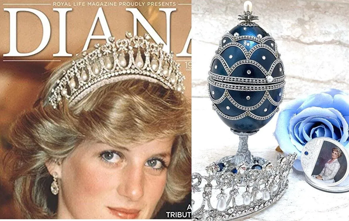 1981 Faberge Egg, Royal gifts for Her, Princess Diana Spencer Faberge Egg, Princess of Wales Diana Necklace, Faberge Egg music box, Fabergé Egg.