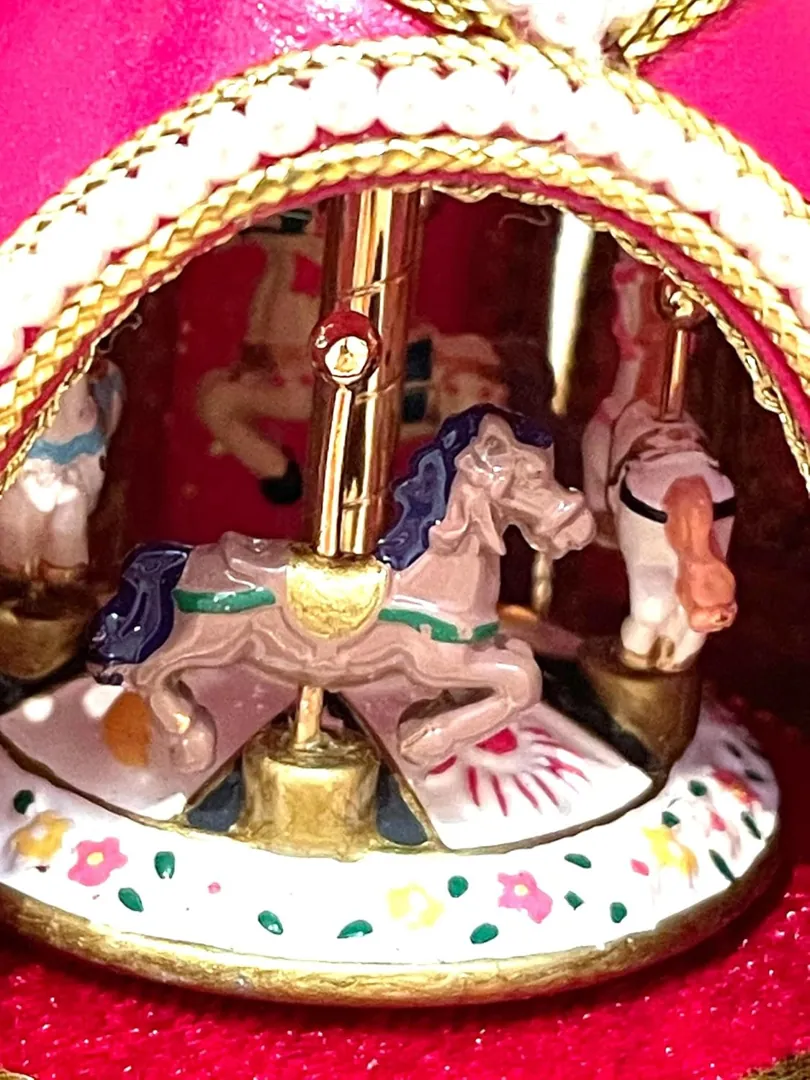 Pierre Lorren Faberge Egg Style Musical Carousel Handmade Natural Egg Pure Gold Decor - Unique Faberge Egg Lovers 16th Birthday Daughter Gift