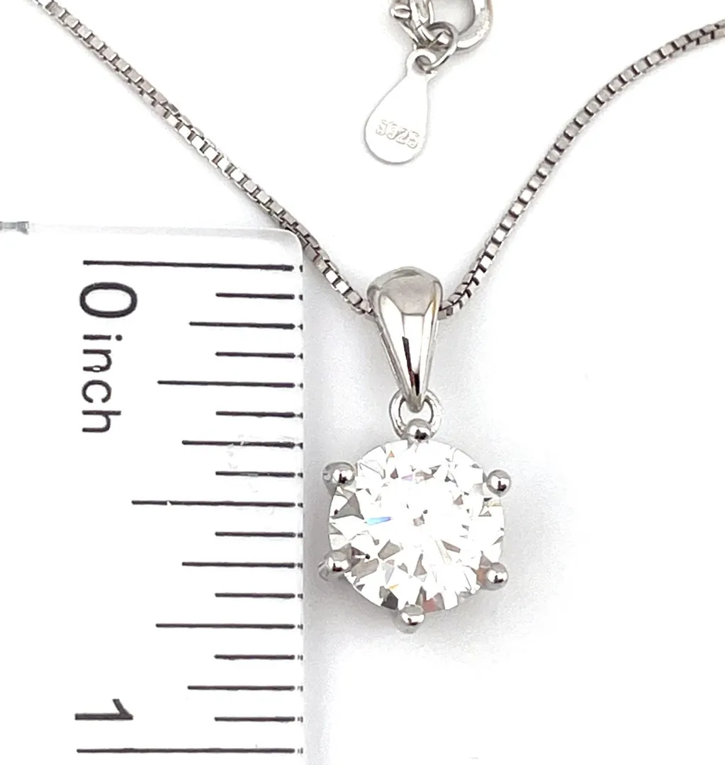 Certified 3 carat round diamond pendant, diamond solitaire necklace, diamond jewelry in 18k white gold and silver 925. A perfect gift for her.