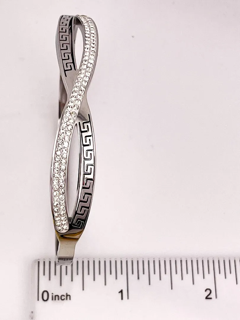 8mm Bracelet Greek Jewelry 18k White Gold Bracelet Infinity Bangle Bracelet Ancient Greek Key Jewelry Meander Bracelet Anniversary Gift