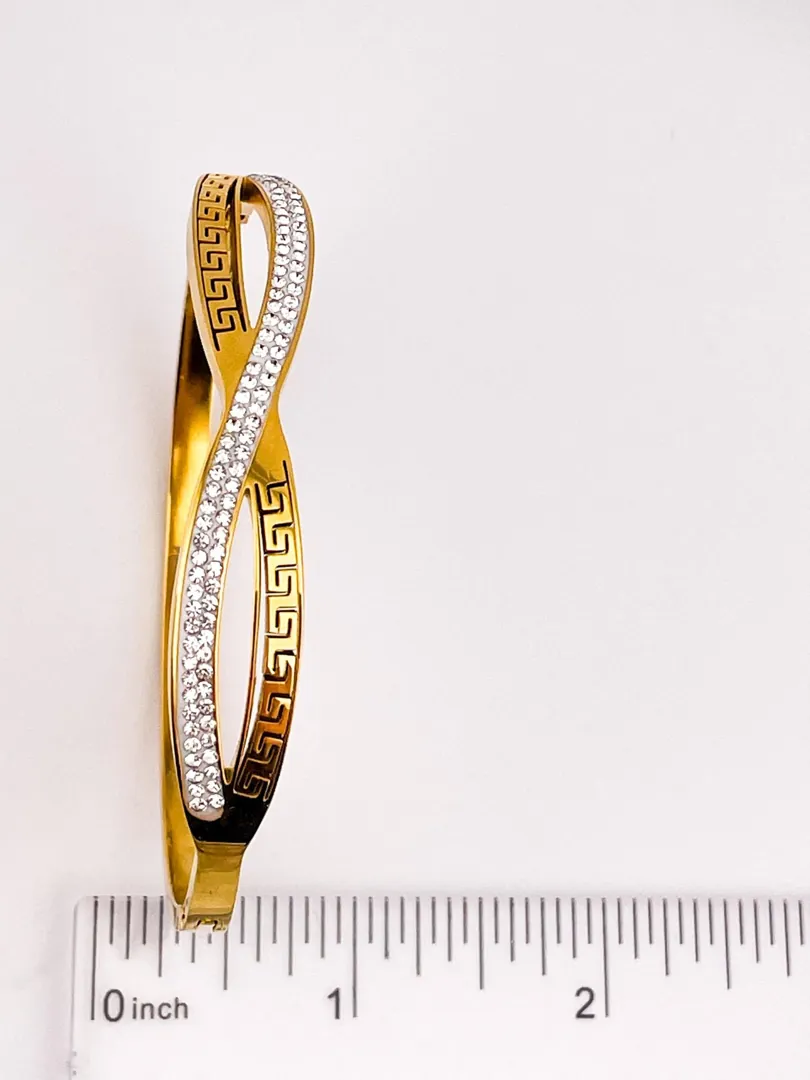 8mm Bracelet Greek Jewelry 18k Yellow Gold Bracelet Infinity Bangle Bracelet Ancient Greek Key Jewelry Meander Bracelet Anniversary Gift