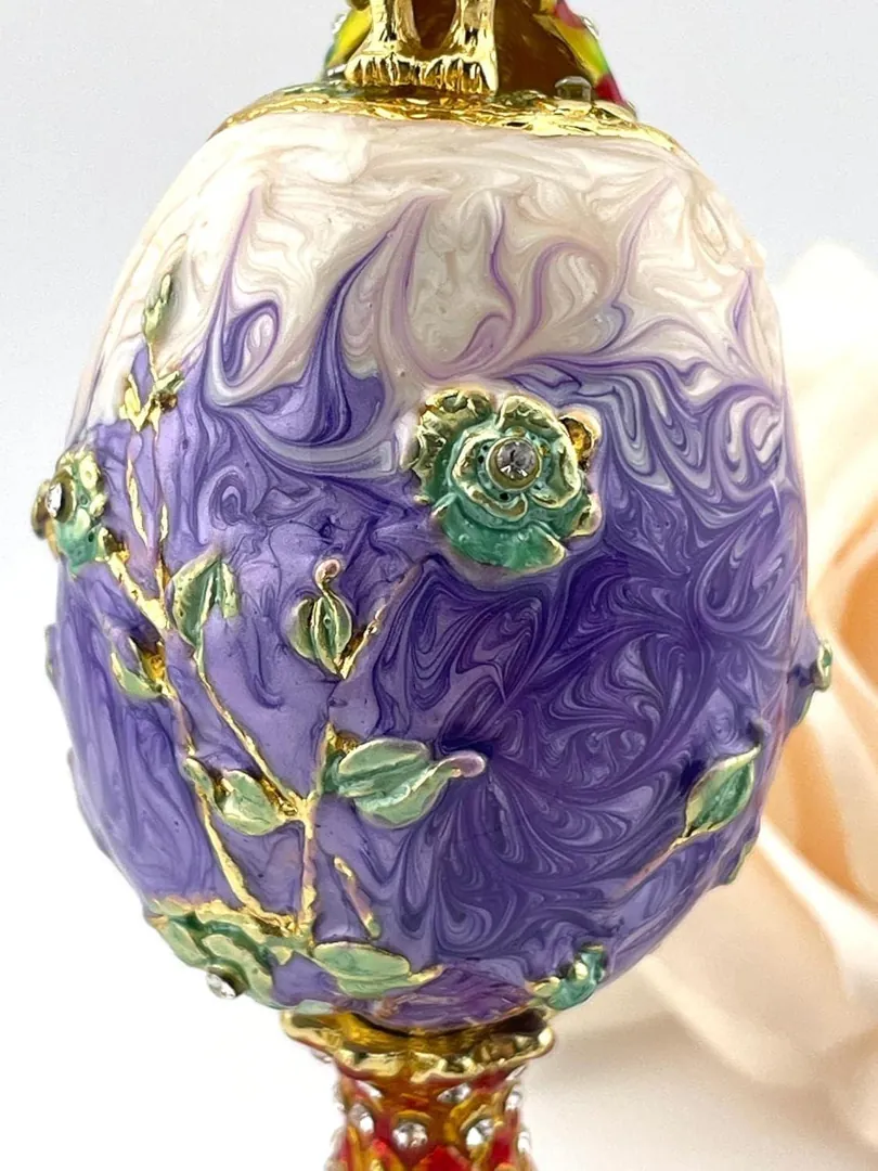 PEACOCK  Imperial Faberge Egg in Russian Faberge style, adorned with Swarovski crystals and pure gold decor. This multi-color, handmade piece makes for a perfect Easter gift or a unique present for birthdays and anniversaries. Designed by Pierre Lorren.