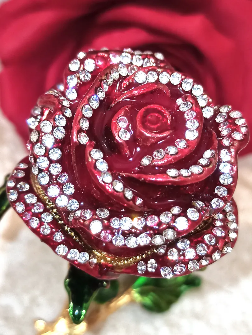 3-piece Luxury Engagement Set, 7ct, Gift for Bride-to-be from Sister, Fabergé Egg, Roses Gift Box + Fabergé Egg Pendant + Austrian Crystal Bracelet.