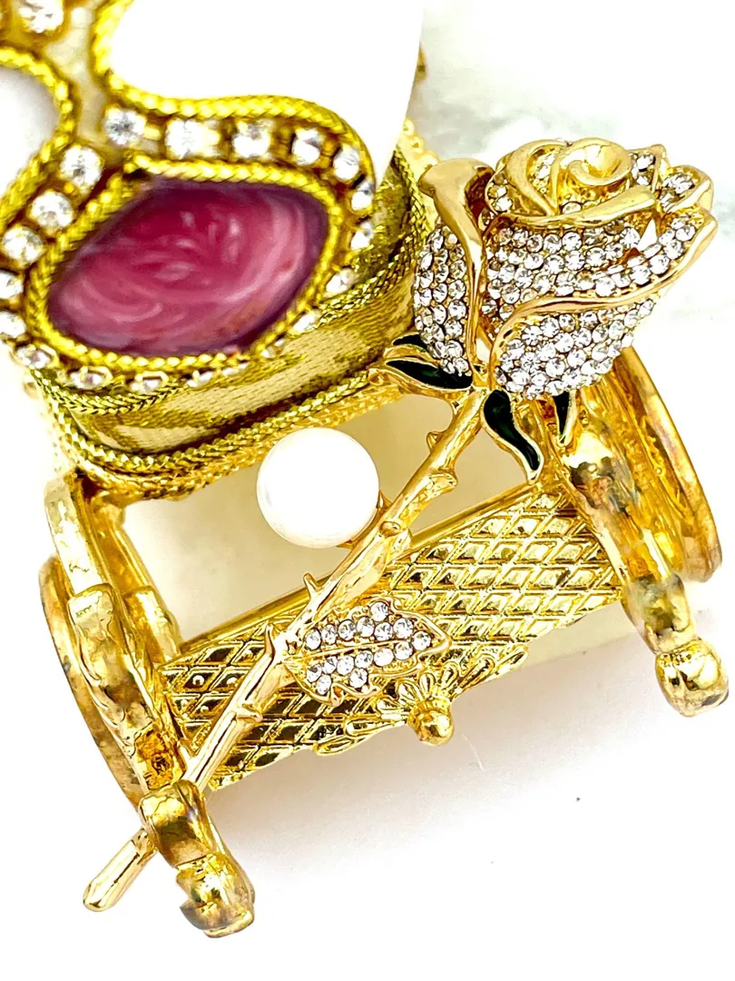 Vintage Faberge Egg Style Musical Antique Wedding Ring Jewelry Box Engagement Proposal Box Bride Gifts from Mother-in-Law Pure Gold Deco 5.9
