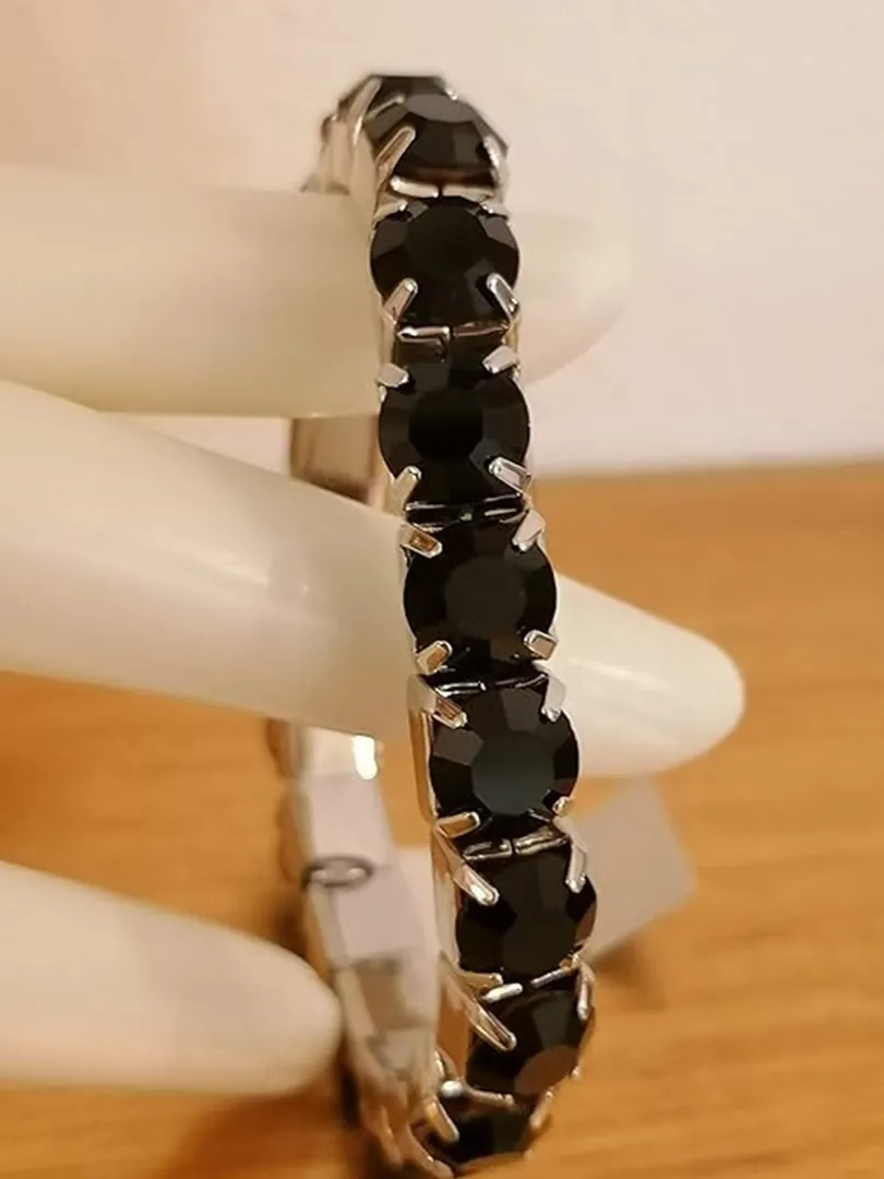 BLACK Jewelry Silver Onyx Bracelet Tennis Bracelet Gemstone Bracelet Onyx Jewelry Black Evening Bracelet Dainty Bracelet Onyx Gift for her