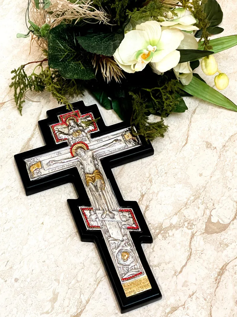 1982 Original Mt Athos One of a Kind Antique Russian Orthodox Cross Crucifix Byzantine Cross Solid Silver Crucifix for Wall Cross Christian