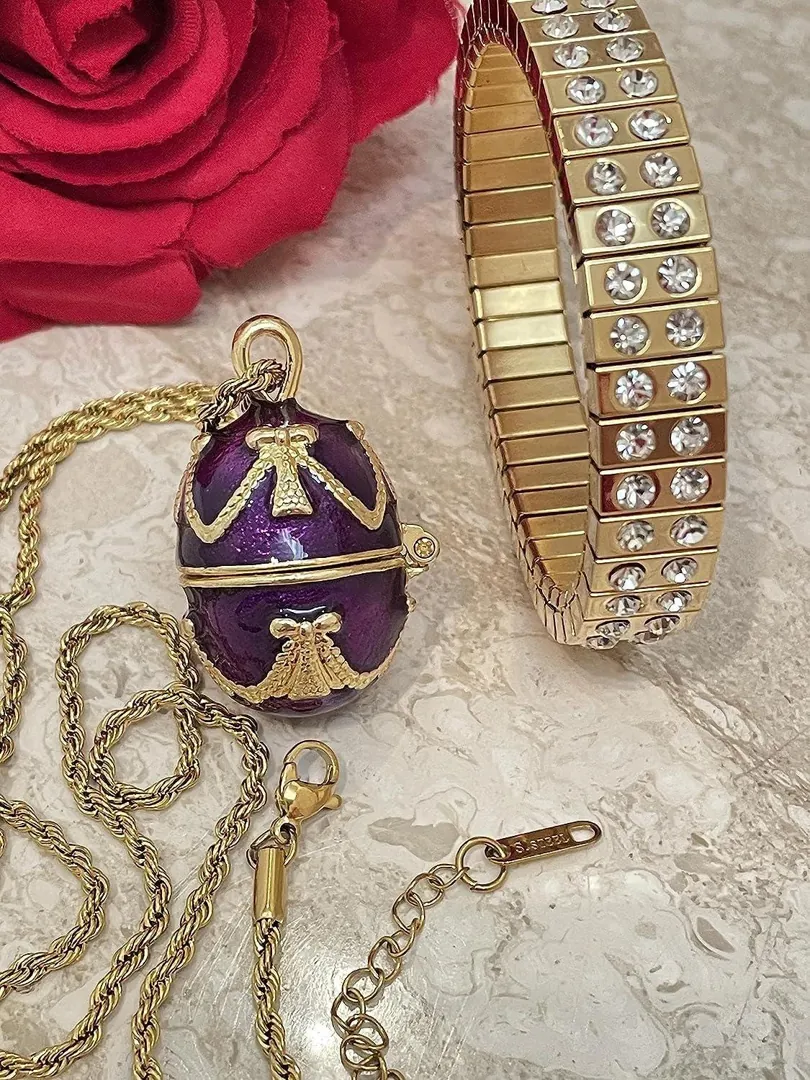 Luxury SAPPHIRE Blue Necklace - 24k GOLD - Guilloché Enamel - Faberge Egg Pendant Necklace Blue - 23.5