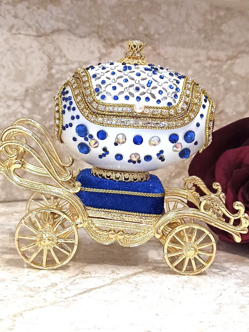 Faberge Egg Jewelry Box, plus Faberge necklace, Austrian crystal sapphire bracelet, 24K gold, musical, graduate, birthday gift for wife, new mom.