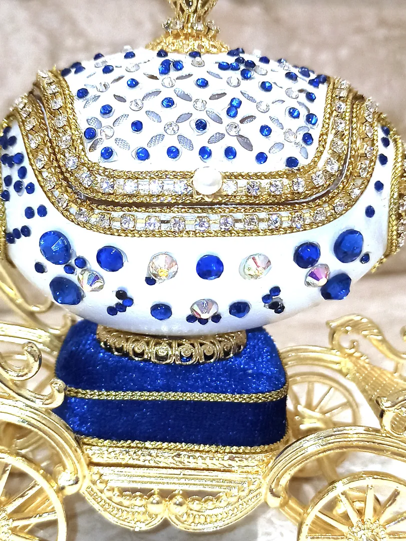 Faberge Egg Jewelry Box, plus Faberge necklace, Austrian crystal sapphire bracelet, 24K gold, musical, graduate, birthday gift for wife, new mom.