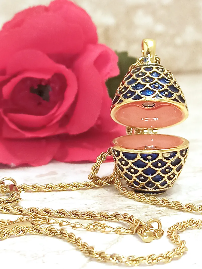 Faberge Egg Jewelry Box, plus Faberge necklace, Austrian crystal sapphire bracelet, 24K gold, musical, graduate, birthday gift for wife, new mom.