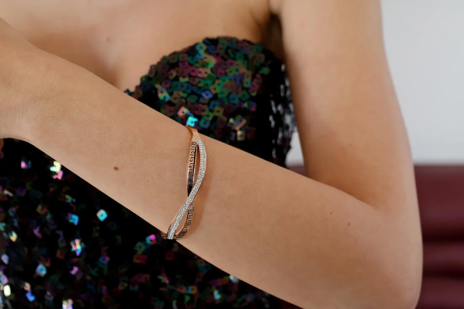 8mm Bracelet Greek Jewelry 18k Rose Gold Bracelet Infinity Bangle Bracelet Ancient Greek Key Jewelry Meander Bracelet Anniversary Gift